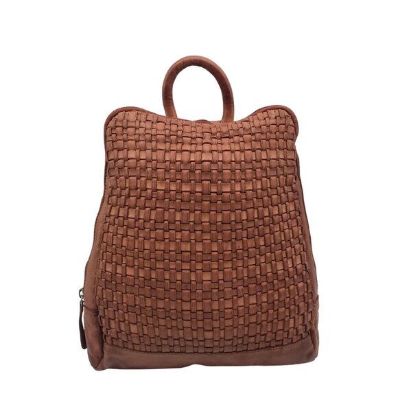 Vilenca Brown Woven Intrecciato Leather Backpack main image 10